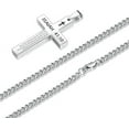 thumbnail image 4 of Rynsito Inspirational Bible Verse Cross Necklace for Men Son, Stainless Steel Plain Black Silver Cross Pendant Necklace for Men 20-24 Inches Curb Chain Faith Jewelry Gift, 4 of 6