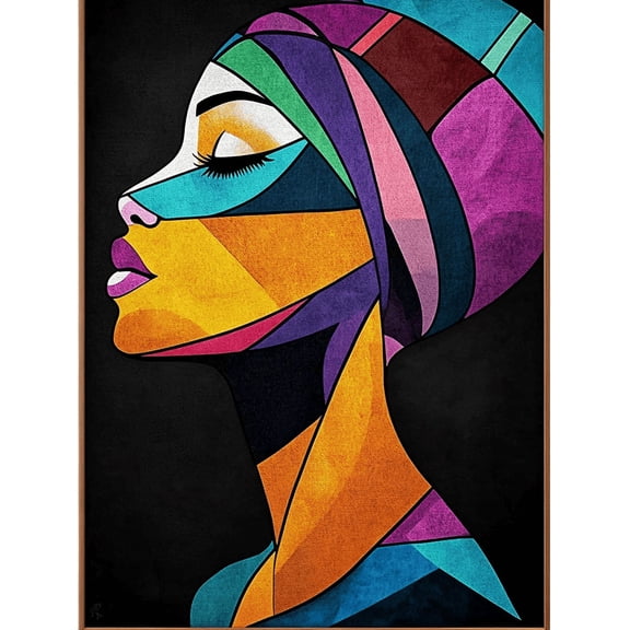 Abstract Colorful Woman Canvas Wall Art,Suitable for Living Room, Bedroom, Office, Dining Room, and Bathroom Decoration.