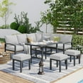 thumbnail image 2 of AECOJOY 7 Pieces Metal Patio Furniture Sets Patio Conversation Set Outdoor Sectional Sofa Metal Dining Furniture, Light Gray, 2 of 6