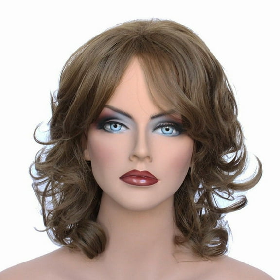 Classic Cap women Synthetic wavy Medium Light Cool Brown wig HengFeng MI105   SKU: 10C22