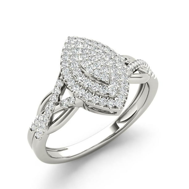 Imperial Diamond - 1/4ct TDW Diamond 10K White Gold Marquise Shaped