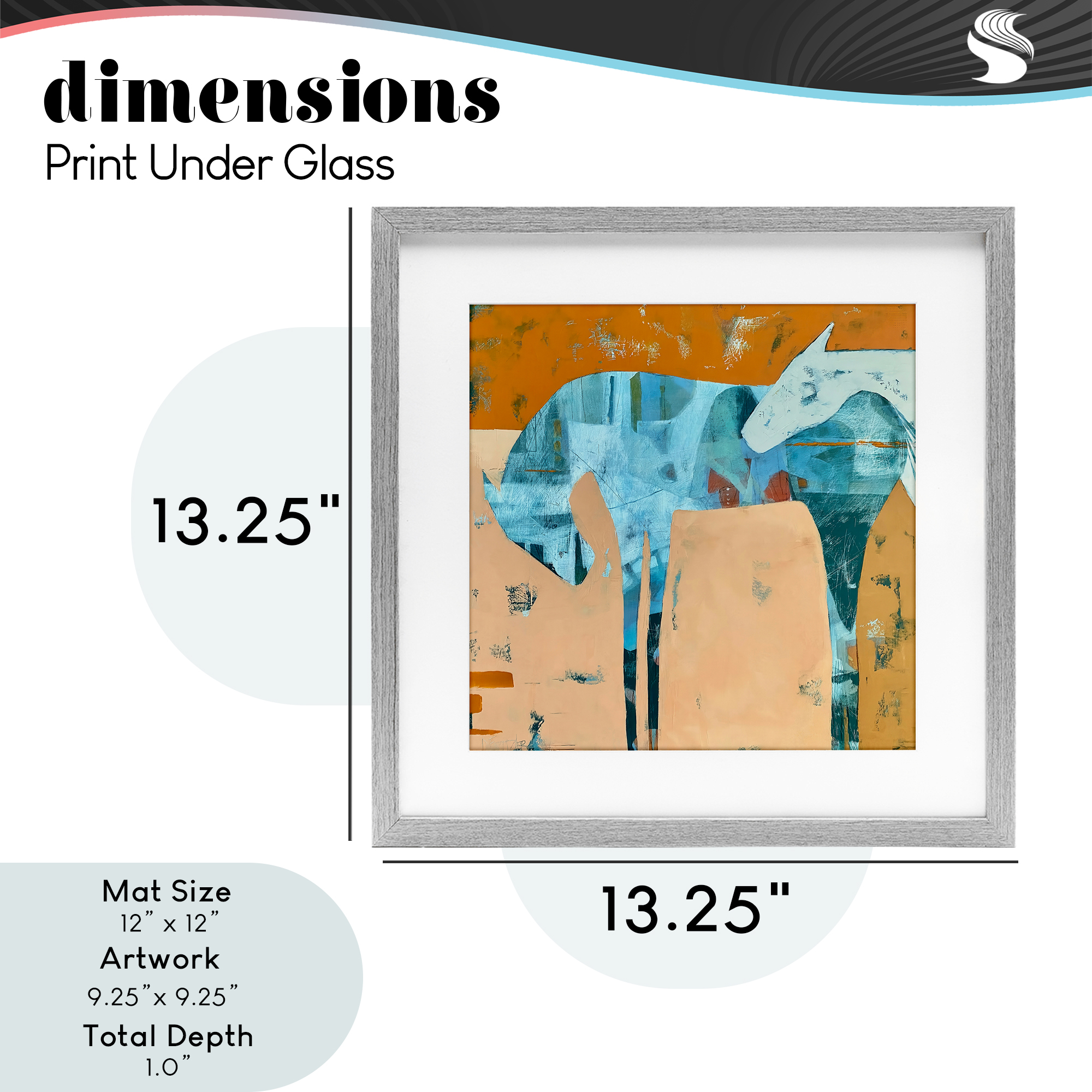Kindred Crush Horses Gray Framed Print Under Glass, design by Dianna Fritzler