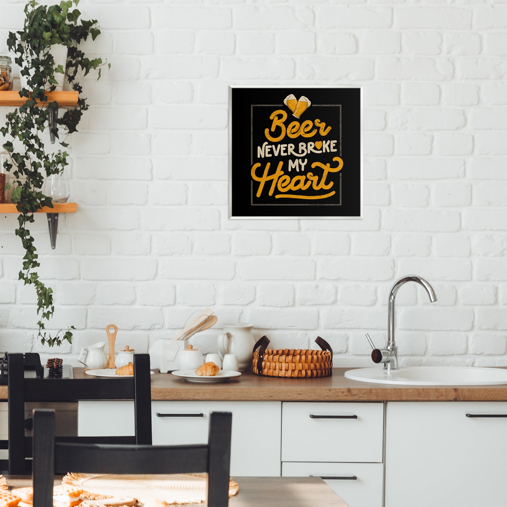 Stupell Industries Beer Never Broke My Heart Wall Plaque Art, design by EduEly Designs