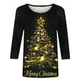 thumbnail image 5 of Womens Christmas Outfit Bling Christmas Tree Top 3/4 Sleeve Blouses for Women Round Neck T Shirts Loose Fit Vacation Tops, 5 of 5