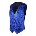 thumbnail image 2 of TFEOQRY Men's Gothic Vest Dress Medieval Court Dress Jacquard Retro Tailcoat Vest Sleeveless Hoodless Jackets Blue, 2 of 4