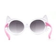 thumbnail image 4 of Girls Kids Size Kitty Cat Ear Whisker Round Plastic Sunglasses White Pink Smoke, 4 of 4