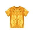 thumbnail image 4 of Venjoe Girls Shiny Metallic Dance Tops Sparkly Hip Hop Shirts Jazz Modern Dance T Shirt Stage Gold 110, 4 of 7