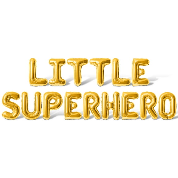 Letter Balloons - LITTLE SUPERHERO 16" Inch Alphabet Letters Foil Mylar Balloon Birthday Party Banner (Gold)