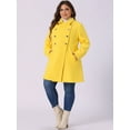 thumbnail image 3 of DARING DIVA Women's Plus Size Turn Down Collar Double Breasted A Line Coat 4X Yellow, 3 of 6