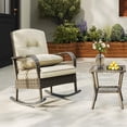 thumbnail image 1 of Juego de 2 Sillas Mecedoras de Ratán – Color Marrón – Cojines Beige – Mesa Incluida – Resistentes a la Intemperie – Jardín o Patio – Muebles de Exterior 3 Piezas, 1 of 8