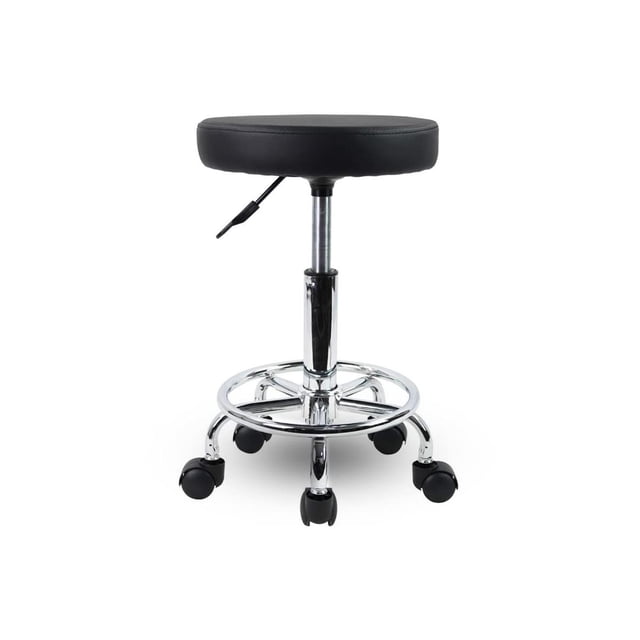 Silla Taburete VANLIG Negro Altura Ajustable Asiento Rotativo 360° para Consultorio, SPA y Tatuajes