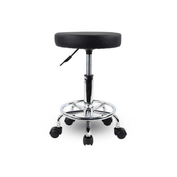 Silla Taburete VANLIG Negro Altura Ajustable Asiento Rotativo 360° para Consultorio, SPA y Tatuajes