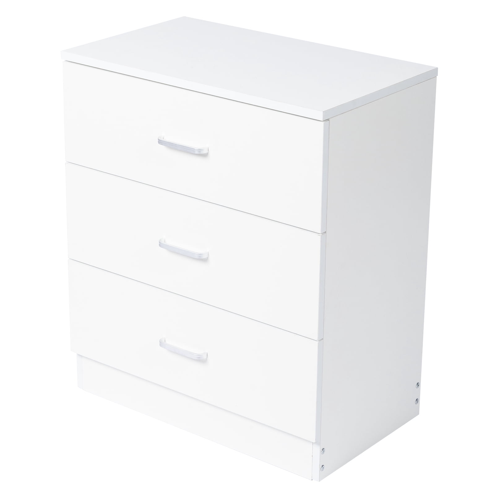 3-Drawer Tall Cabinet Particleboard Bedside Table with Textured Melamine Finish, White