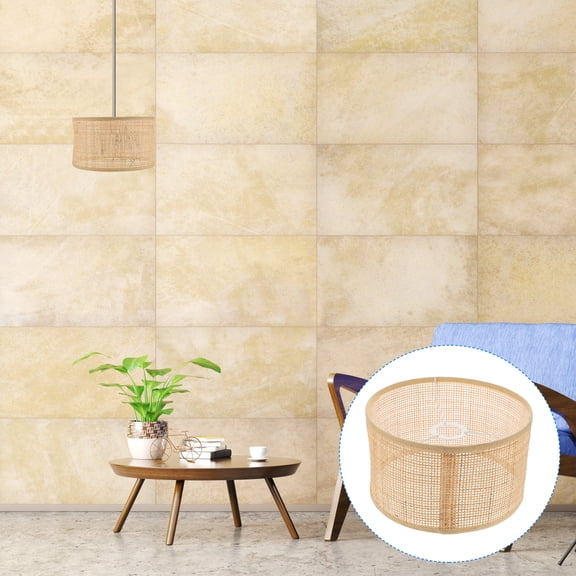 ibasenice Khaki Rattan Lamp Shade Decorative Woven Ceiling Light Cover for Home Decor