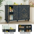 thumbnail image 4 of HLR 48"W Vintage Wood 4 Doors Sideboard Buffet Cabinet with Storage for Living Room, Credenza Blue., 4 of 7