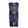 thumbnail image 4 of HIMIWAY Summer Sale Casual Jumpsuits for Women Plus Size Womens Independence Day Print Casual V Neck Pockets Sleeveless Jumpsuits Wide Shorts Rompers Navy XXXL, 4 of 5