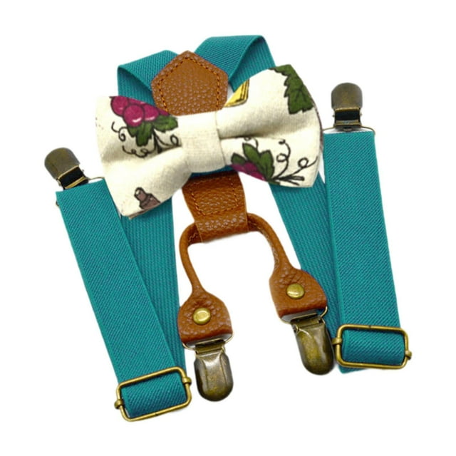 Accesorios de ropa con tirantes y pajarita para niños, tirantes de esmoquin para niños. Azul verde