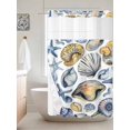 thumbnail image 6 of No Hook Shower Curtain with Snap in Liner, Ocean Sea Shells Conch Waterproof Bath Curtain Double Layers with See Through Top Window, Watercolor Nautical Beach Hotel Shower Curtains 36x72in, 6 of 9