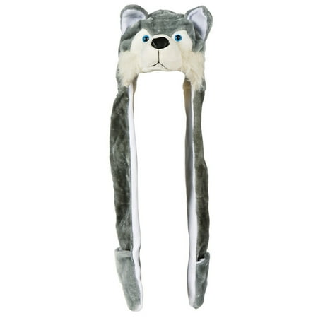 Plush Wolf Hat Novelty Cap Animal Costume Beanie With Long Paws