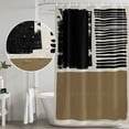 thumbnail image 5 of Brown Black Shower Curtain, Waterproof Shower Curtains for Bathroom, Farmhouse Striped Modern Abstract Art Washable Fabric Bathtub Curtain Set Bath Decor with 12 Hooks Standard 72"x72", 5 of 8