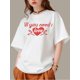 thumbnail image 1 of Camiseta con estampado de letras románticas para San Valentín para mujer, top informal de algodón de manga corta con cuello redondo, top de punto para primavera y verano, camiseta unisex para adultos,, 1 of 7