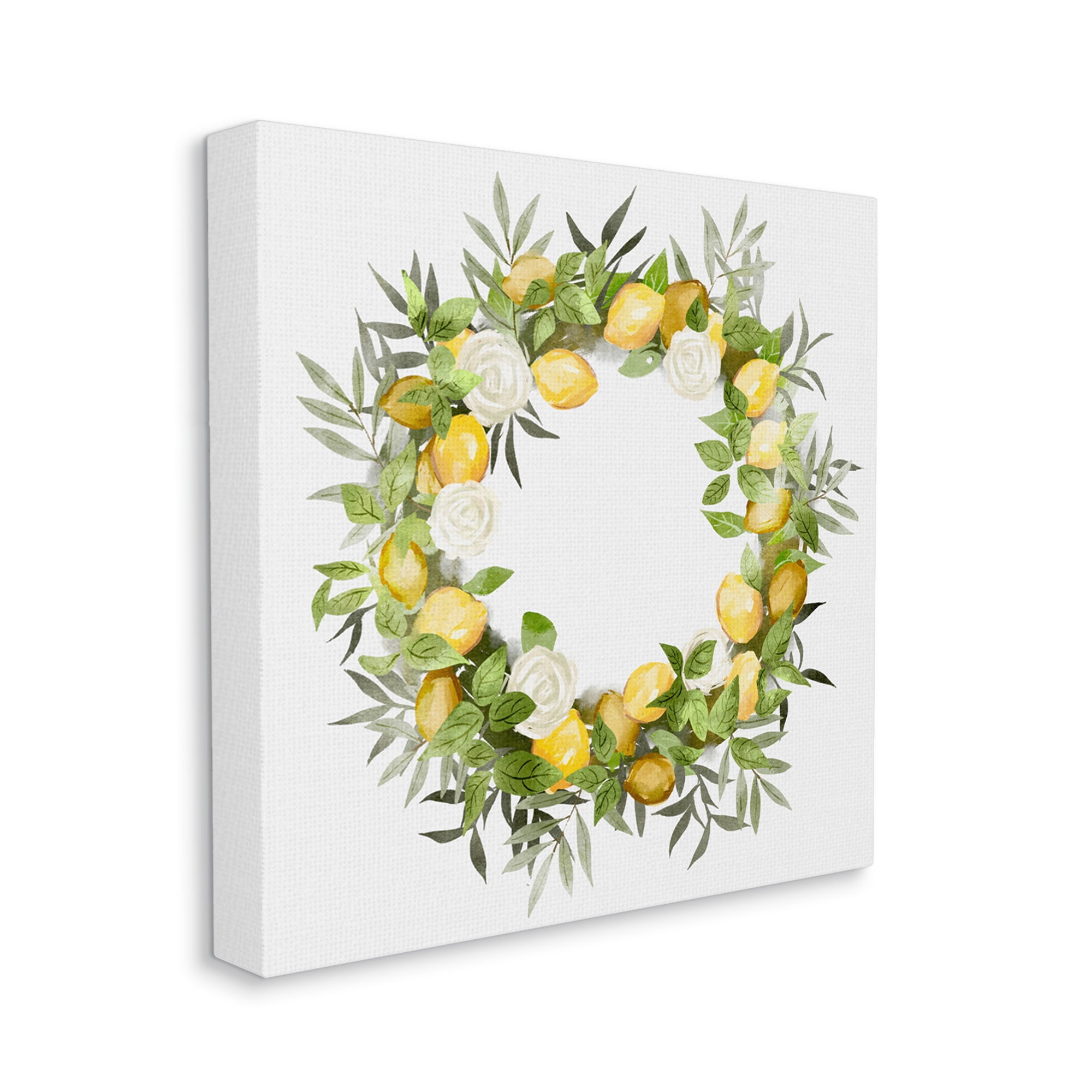 Stupell Lush Lemons Botanical Wreath Botanical & Floral Painting Gallery Wrapped Canvas Print Wall Art