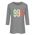 thumbnail image 4 of Women's Birthday Gift Tees 3/4 Sleeve Crew Neck 1996 Graphic Print Pullover Tops Casual Vintage Stylish T Shirts (L, Gray), 4 of 4