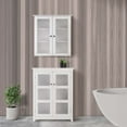 thumbnail image 3 of Teamson Home Armoire Murale de Salle de Bain Rangement 2 Portes en Verre Tablettes Blanc, 3 of 10