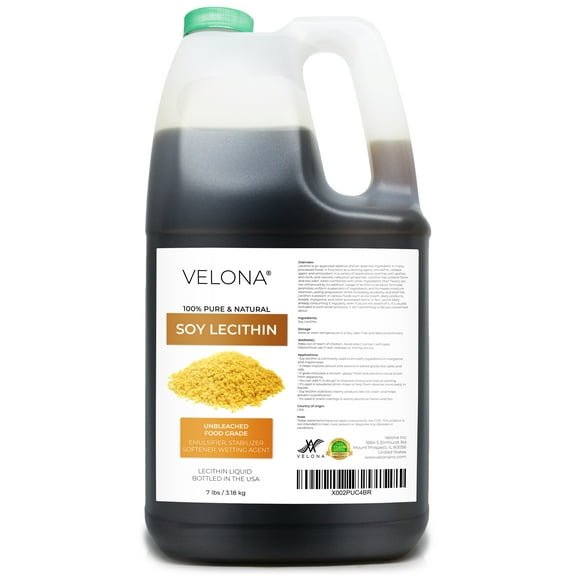 Pure Liquid Soy Lecithin by Velona - 7 lb | Food Grade | Unbleached | Emulsifier, Stabilizer, Softener, Smoother, Wetting Agent | Use Today - Enjoy Results