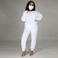 thumbnail image 4 of ZAZYULZ Going Out Sets for Women Ladies Autumn And Winter Sequins Small Fragrance Leisure Sports Long Sweater Pencil Pants Respirator Three Piece Suit(White,Xl), 4 of 9