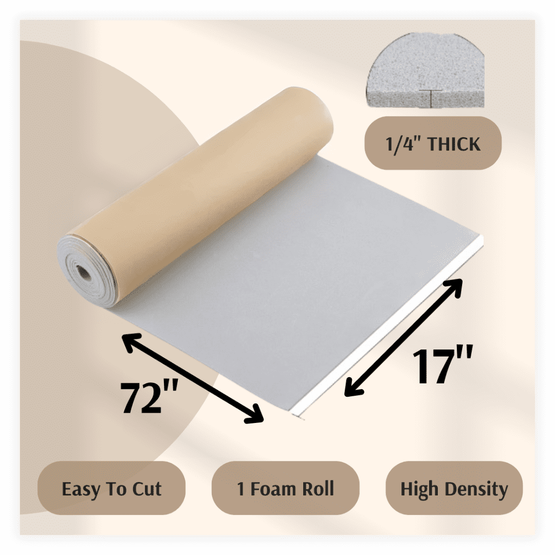 XCEL Extra Large Marine Foam Rolls Sheets with Adhesive Closed Cell Foam Padding Neoprene Foam Cosplay Easy Cut - Various Sizes (72" x 17" x 1/4" (1 Pack), Gray, 1)