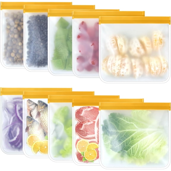 Silicone Storage Freezer Bags, Silicone Ziplock Bags Reusable Sandwich Bags Reusable Snack Bags, Leakproof Food Storage Containers for Travel Picnic, Work, Home Use