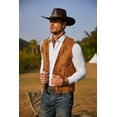thumbnail image 4 of COOFANDY Men's Western Cowboy Vest Casual Fringe Hippie Costume V Neck Zipper Suede Leather Waistcoat, 4 of 9