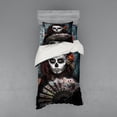 thumbnail image 2 of Ambesonne Colorful Bedding Set 4 Pcs, Skull Scary, Queen, Cadet Blue Maroon, 2 of 3