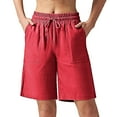 thumbnail image 2 of Women's Casual Pants Women'S Linen Shorts Casual Long Linen Shorts High Waisted Comfy Summer Shorts,Red Women's Casual Pants XXL, 2 of 9