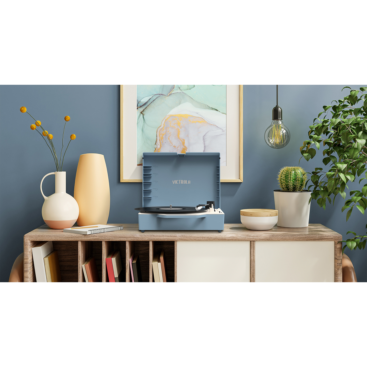 Victrola Re-Spin Sustainable Bluetooth Suitcase Record Player- Light Blue | Walmart Exclusive - image 10 of 20