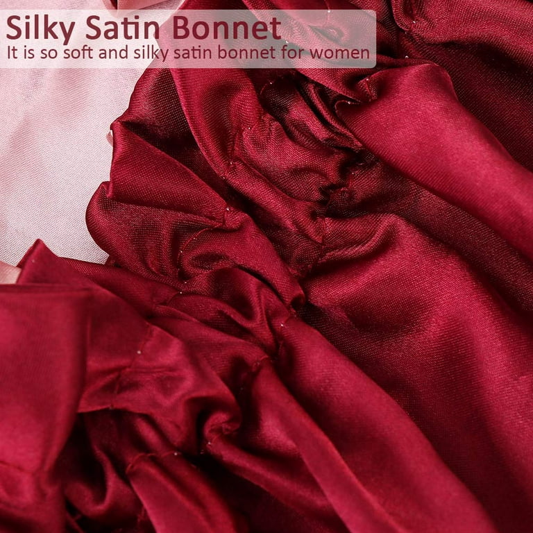 4 PCS Silk Bonnet for Men Curly Hair,Mens Bonnet for Sleeping,Bonette for  Men Silk,Bonnet and Durag Set D-Black, Wine Red