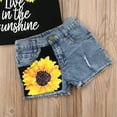 thumbnail image 5 of Bagilaanoe 2PCS Toddler Baby Girl Short Pants Set Sunflower Print Sleeveless Vest Tops + Denim Shorts 1T 2T 3T 4T 5T 6T Kids Casual Summer Outfits, 5 of 6
