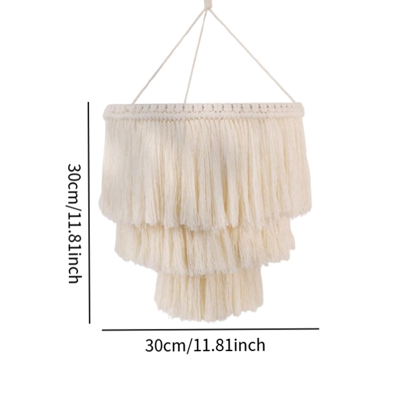 oshhni Macrame Lamp Shade Lampshade Boho Nordic Handmade Cotton Rope Hanging Light Cover Pendant Light Shade for Nursery Office Dorm C