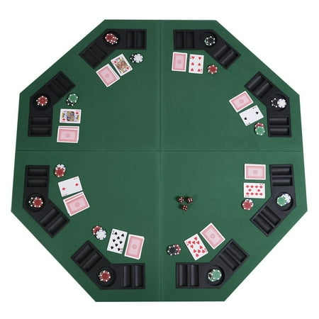 48" Green Octagon 8 Player Four Fold Folding Poker Table ...