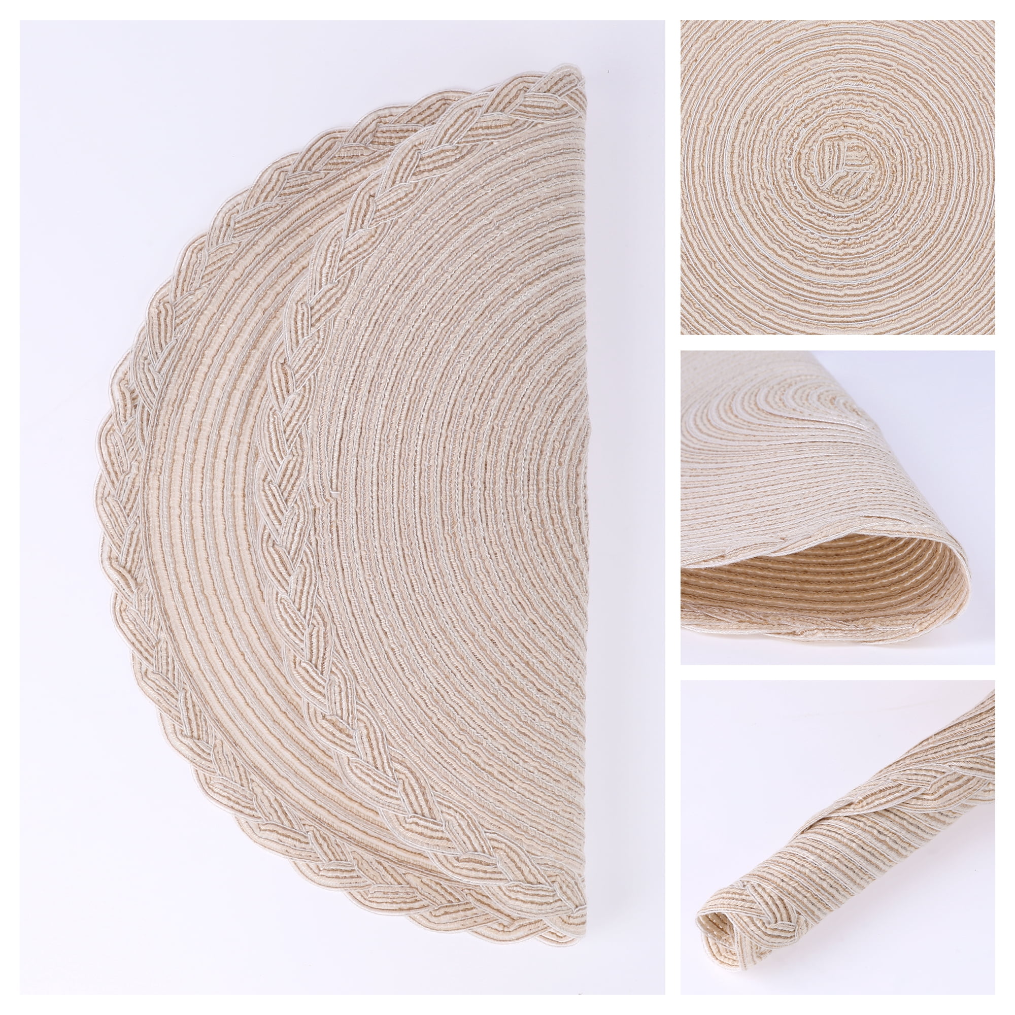 Unique Bargains Rustic Placemats Set of 6 Placemats Kitchen Table Mat Cream