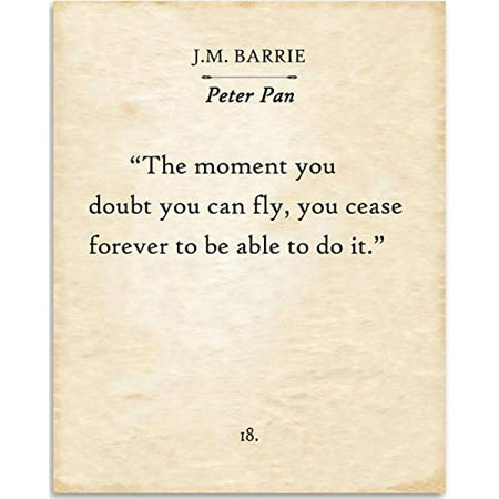 J.M. Barrie - The Moment You Doubt Whether You Can Fly - Book Page Quote Art Print - 11x14 Unframed Typography Book Page Print - Great Gift for Book