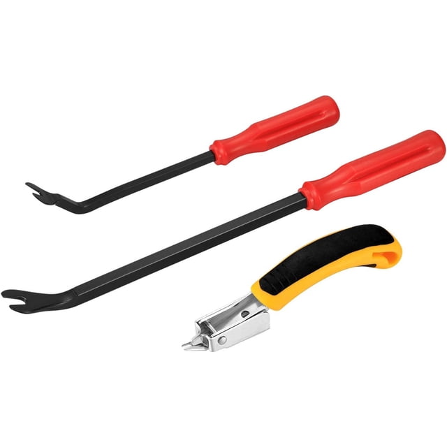 Agrafeuse de Rembourrage, Extracteur de Clous, Outil d'Extraction de Piqûres, Détachant d'Agrafes pour Rembourrage et Construction avec Extracteur de Pointes, 3 Pcs