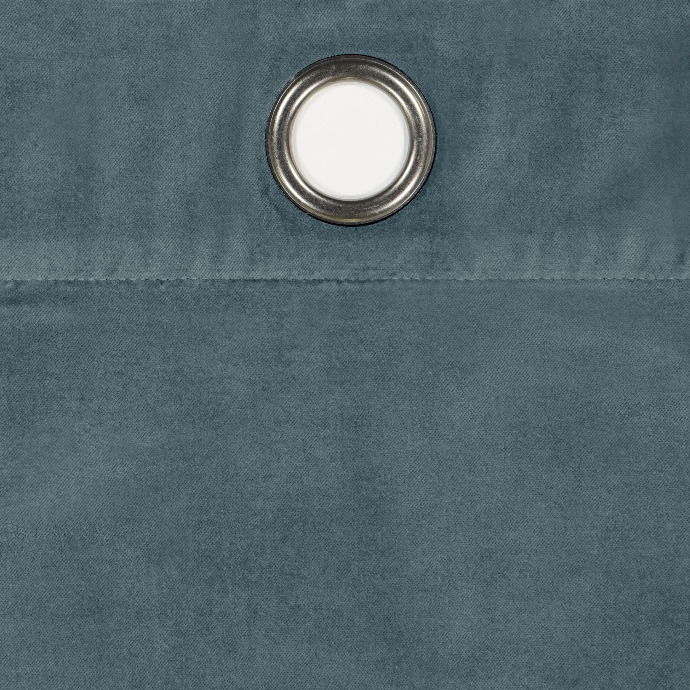 Eclipse Luxury Cotton Velvet, 100% Blackout, Grommet, Single Curtain Panel, 50"x96", Mineral Blue