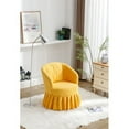 thumbnail image 2 of 28.3" Swivel Accent Chair, Linen Fabric Barrel Chair with Pleated Skirt, Upholstered Comfy 360 Degree Swivel Sofa for Living Room, Bedroom, Hotel, Auditorium, Yellow, 2 of 9