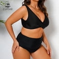 thumbnail image 3 of QWZNDZGR CUPSHE Plus Size Back Tie High Waist Bikini Set For Women Black Large Size Two Pieces Swimsuits 2023 Bathing Suits Swimwear, 3 of 6