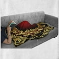 thumbnail image 6 of Yellow Damask Soft Flannel Fleece Throw Blanket, Graphic Image Baroque Inspired Curvy Frame Background, Cozy Plush for Indoor and Outdoor Use, 50" x 60", Earth Yellow Burgundy, by Ambesonne, 6 of 6