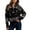 Black, variant on Womens Zip Up Knit Jacket Bandana Paisley Print Stand Collar Long Sleeve Ribbed Trim Casual Jackets