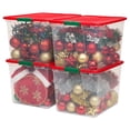 thumbnail image 1 of HOMZ 64-Quart Clear Stackable Plastic Storage Containers, Red/Green, 4 Pack, 1 of 12