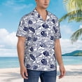 thumbnail image 3 of Gaeub Blue Fish1 Print Men's Hawaiian Shirt,Button Down Short Sleeves Shirts,Tropical Beach Casual Button Down Shirts,Large, 3 of 7